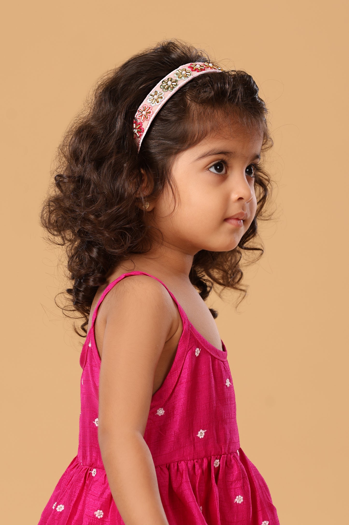 PEACH FLOWER HANDWORK HEADBAND