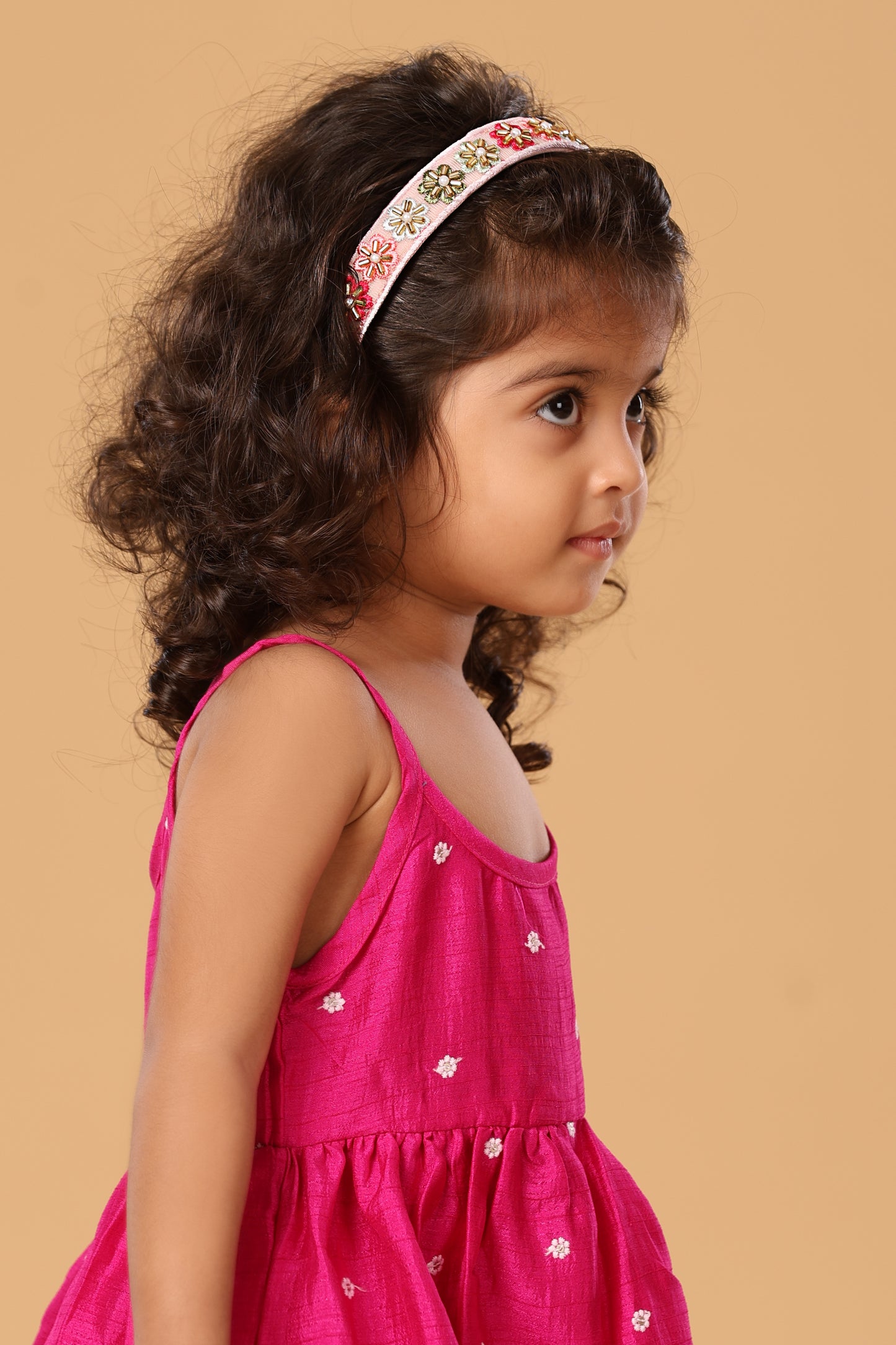 PEACH FLOWER HANDWORK HEADBAND