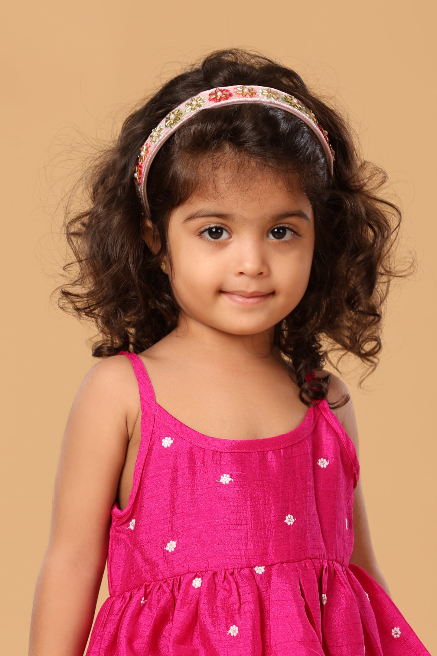 PEACH FLOWER HANDWORK HEADBAND