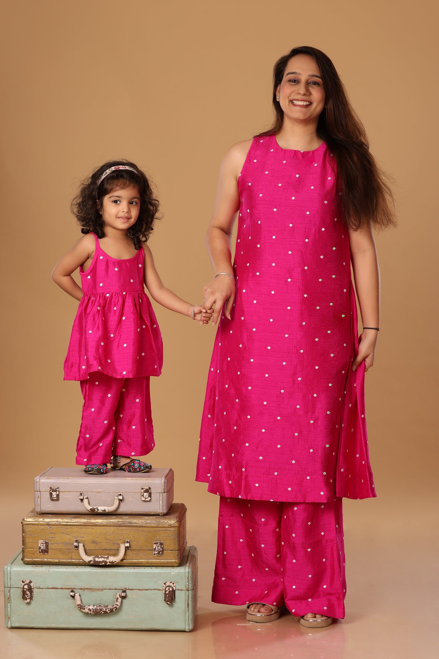 Mother Daughter Duo Set/ Spaghetti Set - Pink