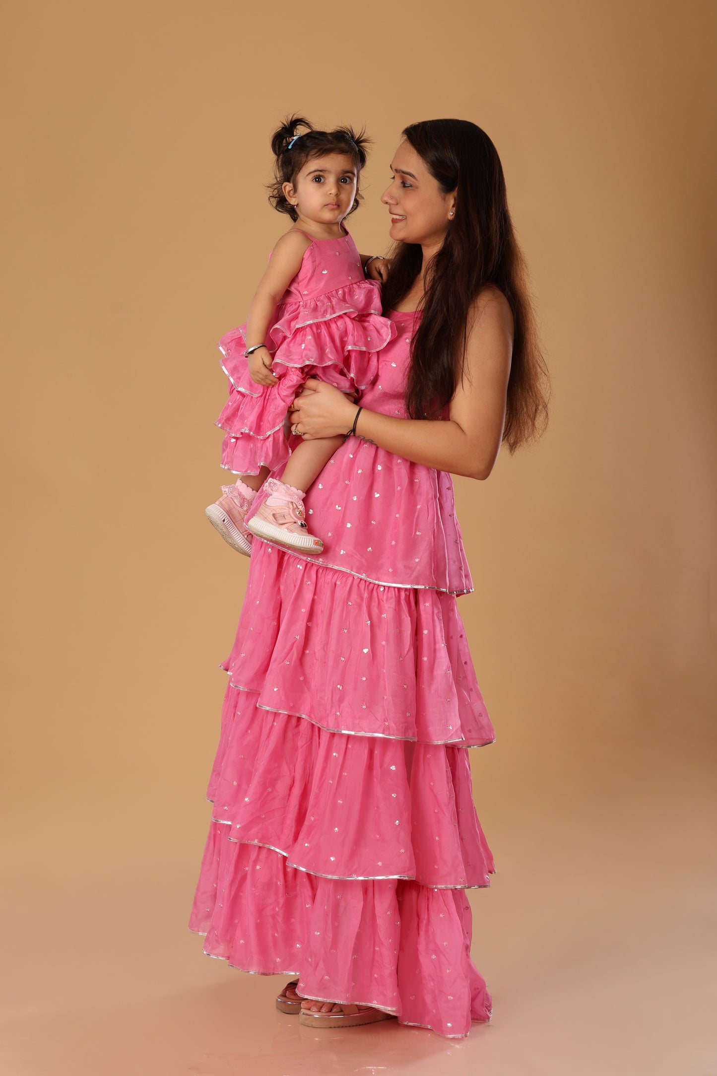 Mother Daughter Flowy Spaghetti Dress - Baby Pink