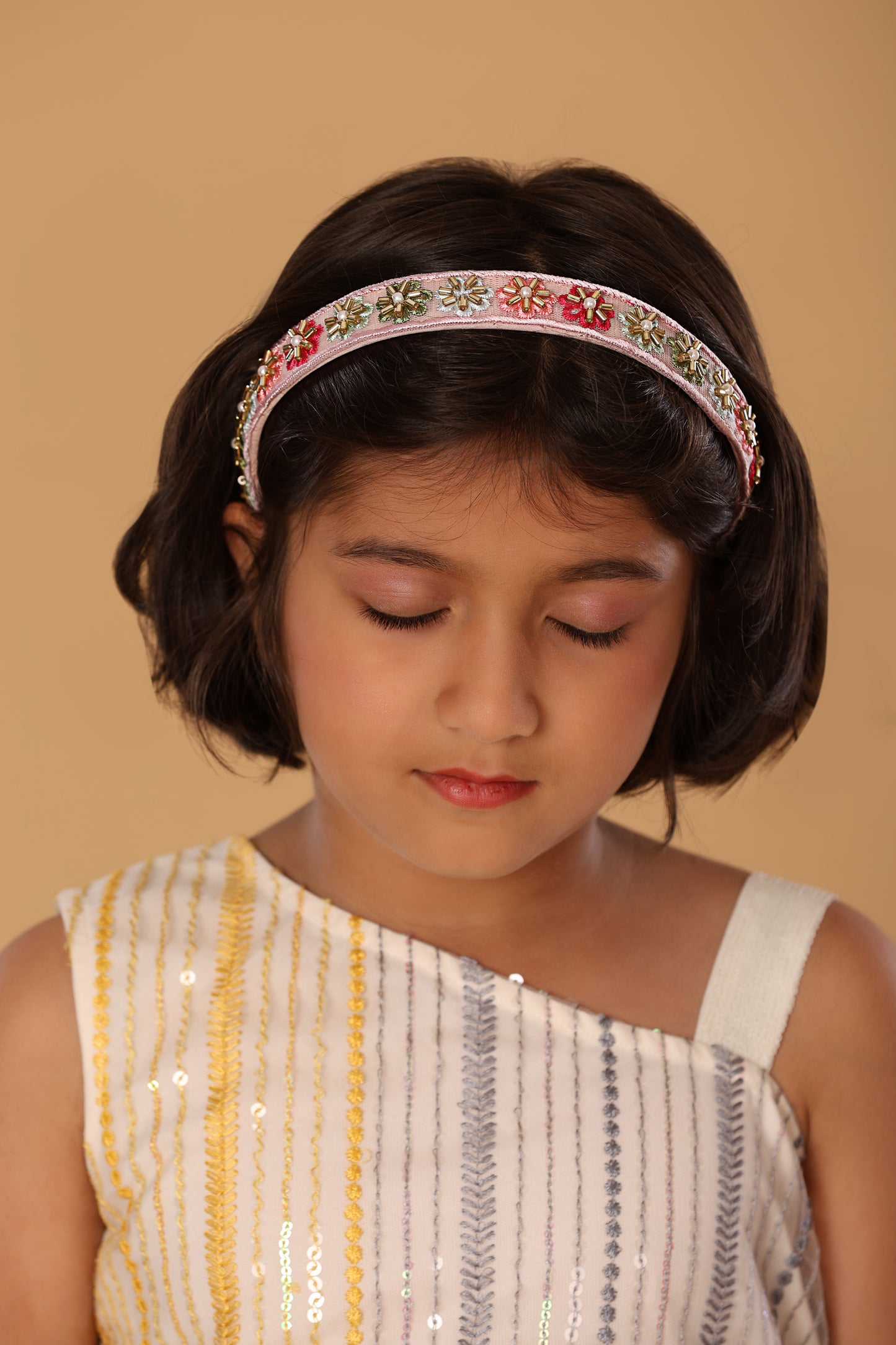 BABY PINK FLOWER HANDWORK HEADBAND