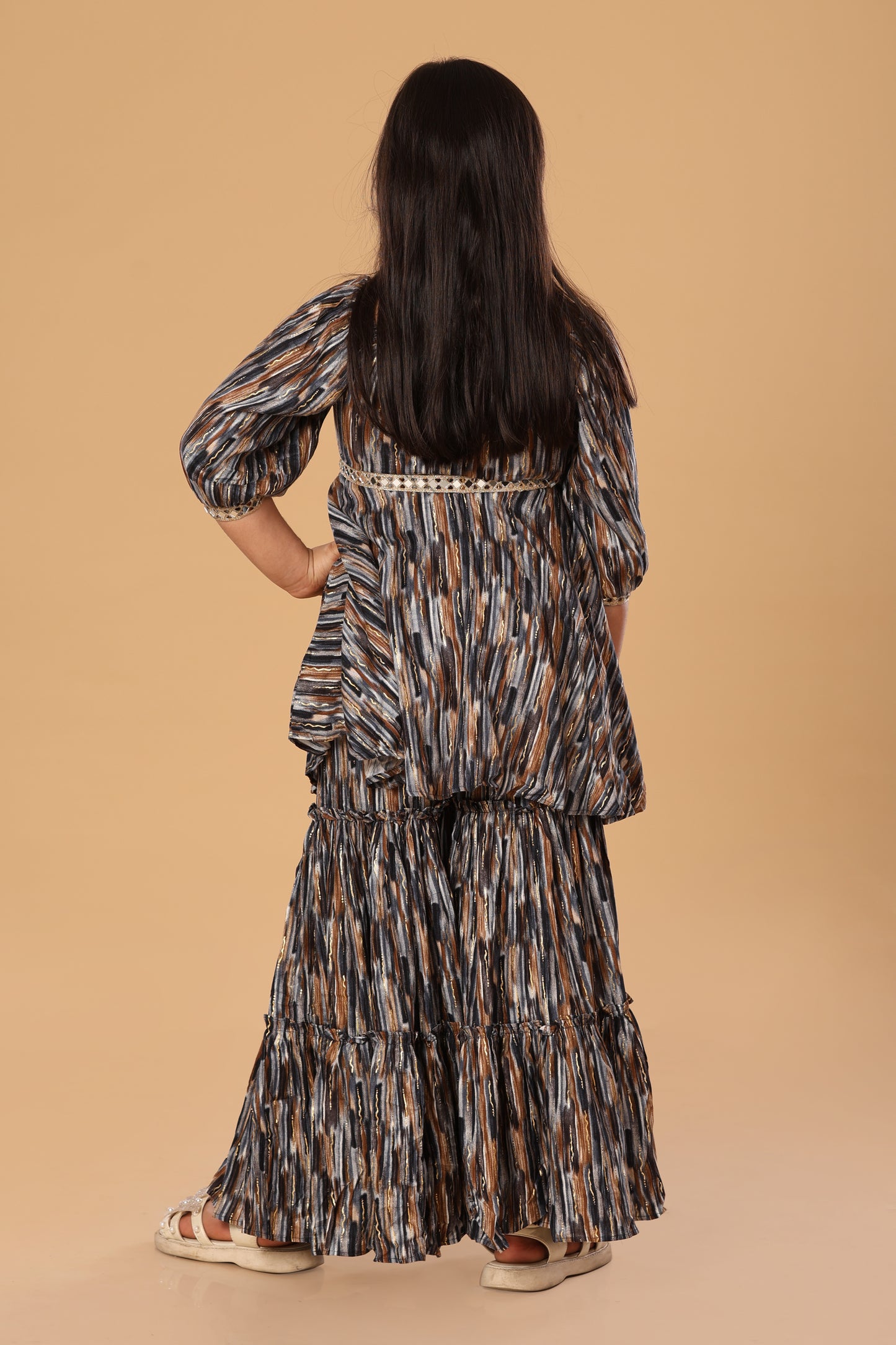 Printed Boat Neck Sharara Set