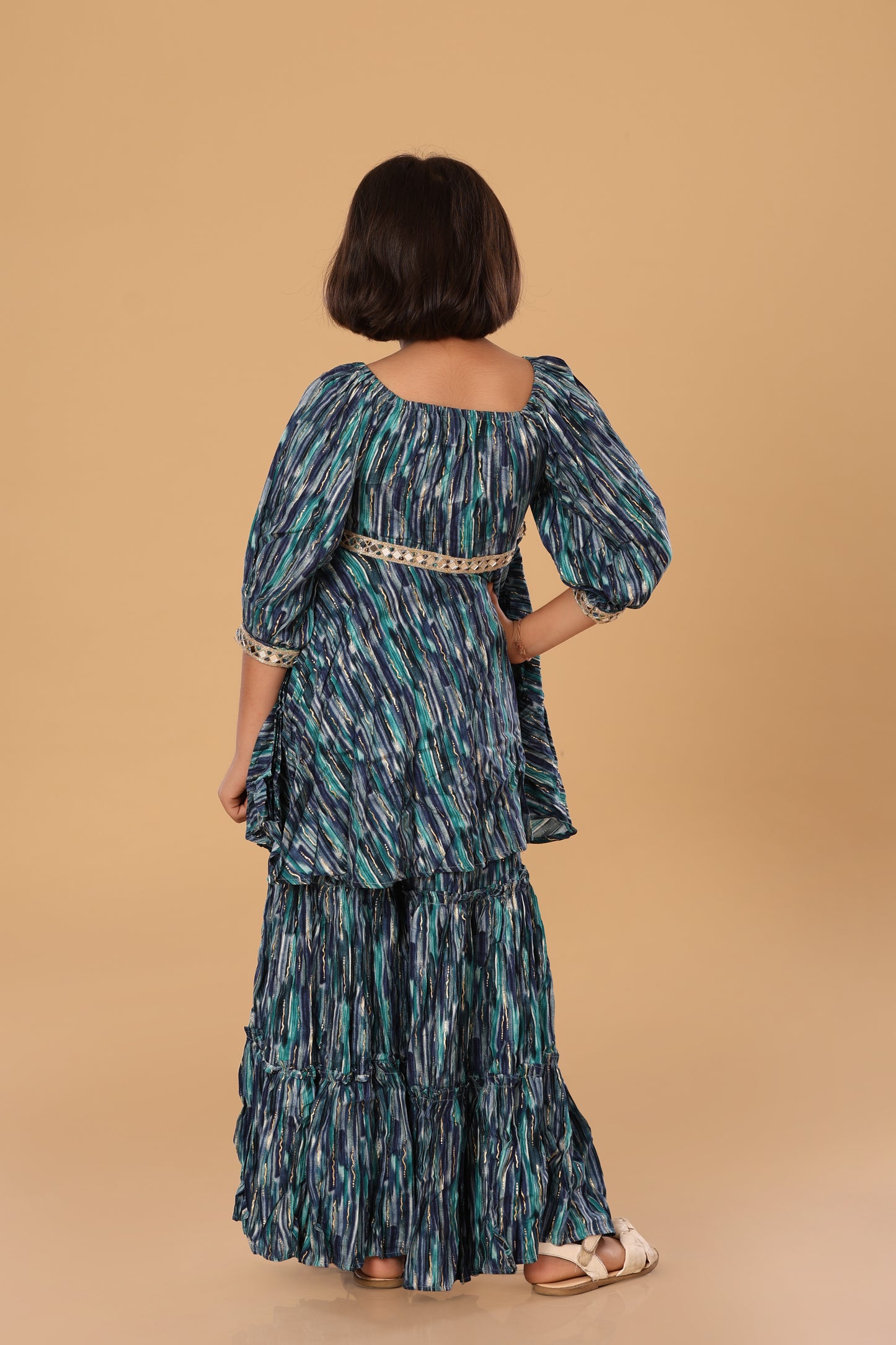 Printed Boat Neck Sharara Set
