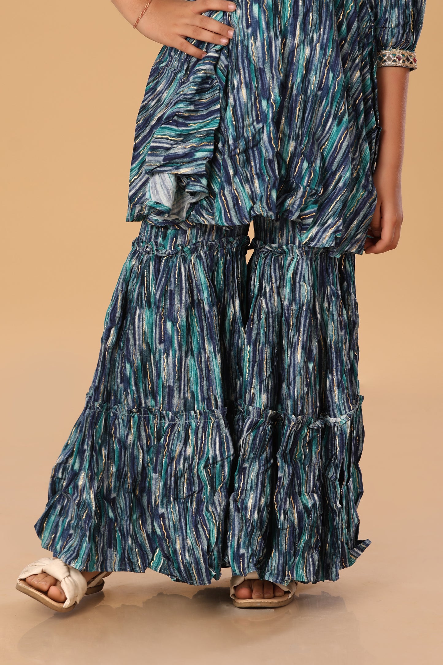 Printed Boat Neck Sharara Set