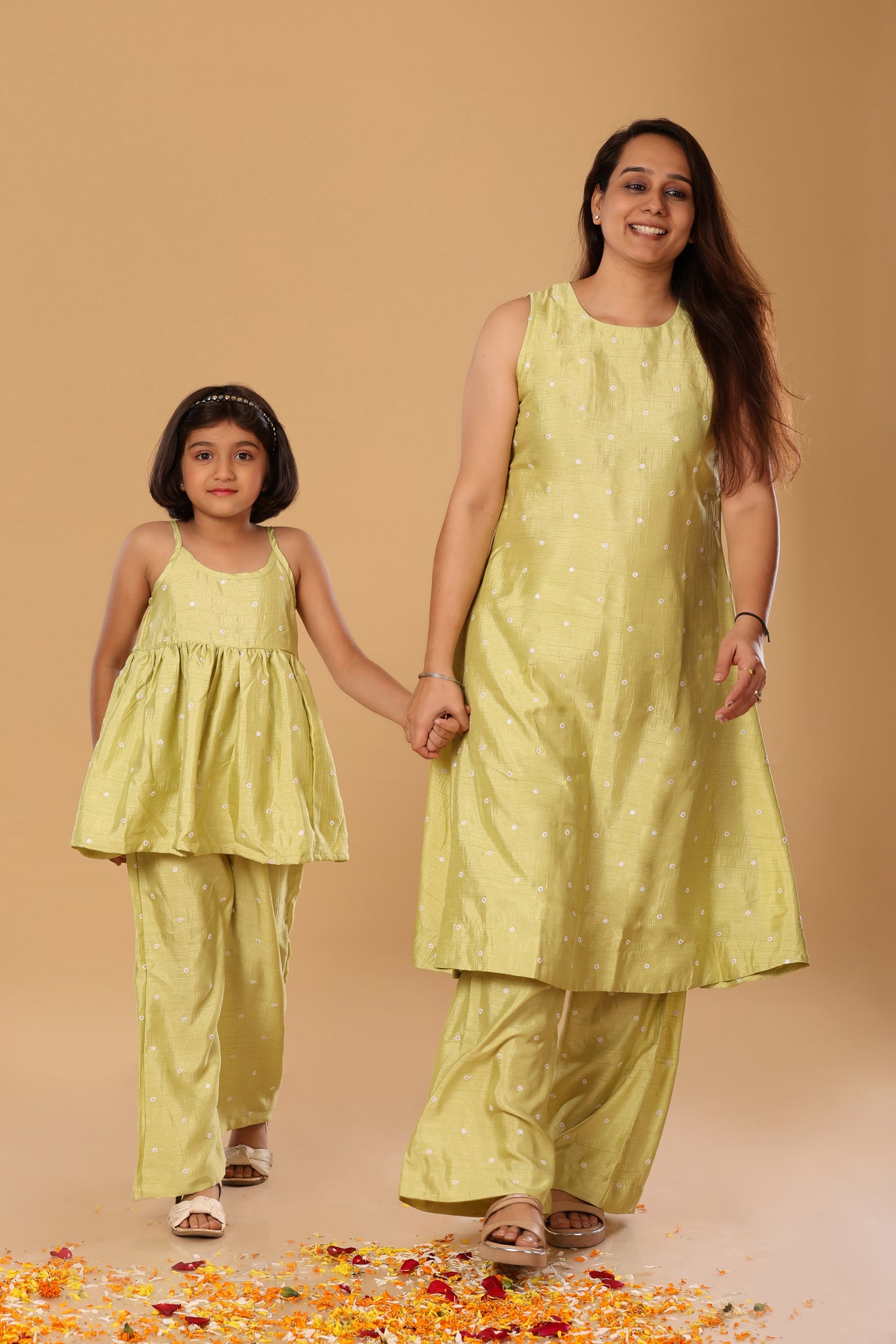 Mother Daughter Duo Set/ Spaghetti Set - Lime Green