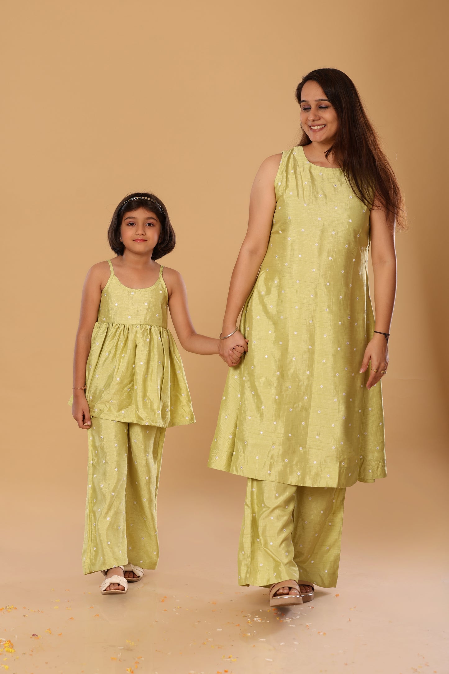 Mother Daughter Duo Set/ Spaghetti Set - Lime Green