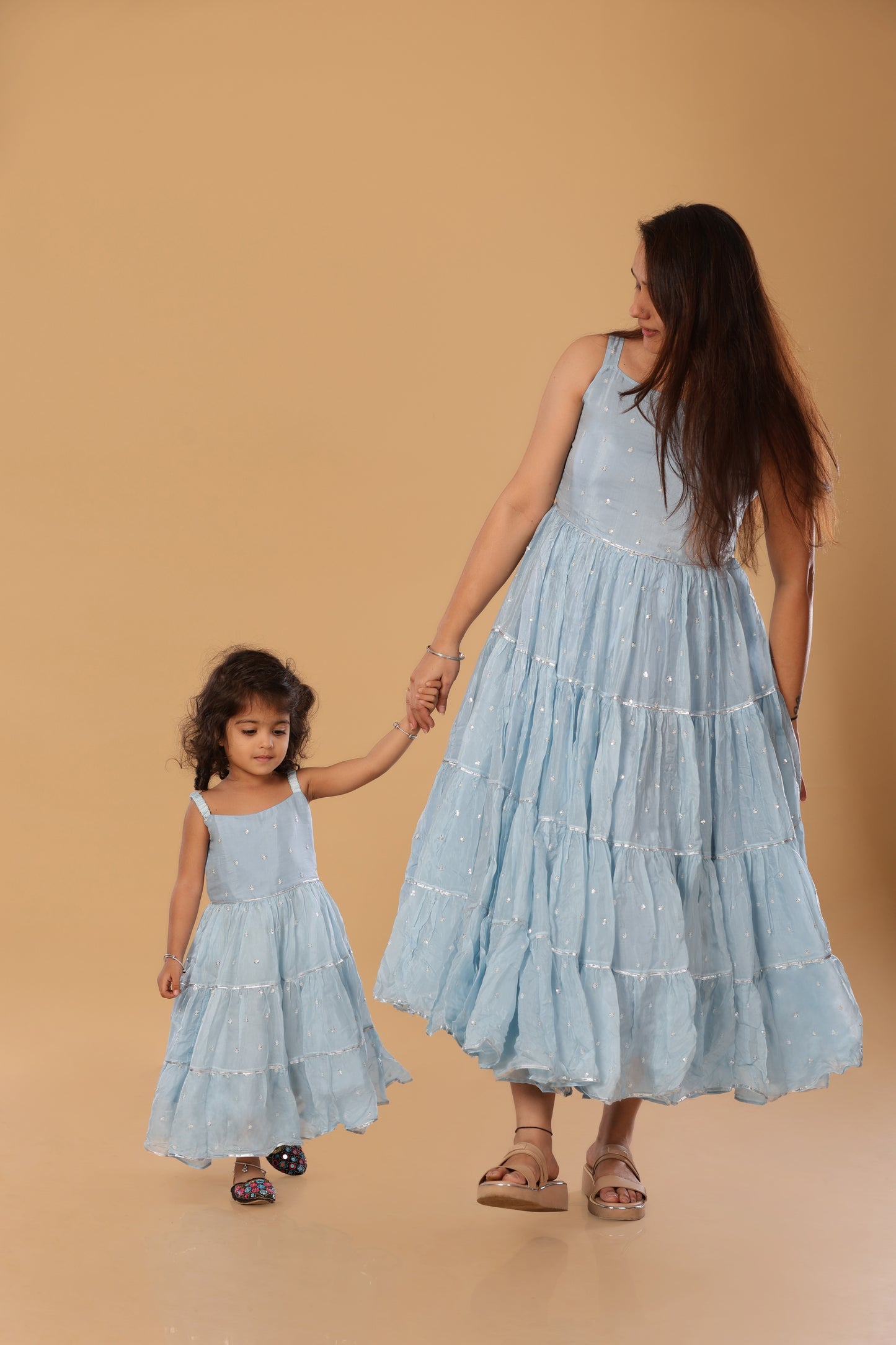 Mother Daughter Flowy Spaghetti Dress - Powder Blue