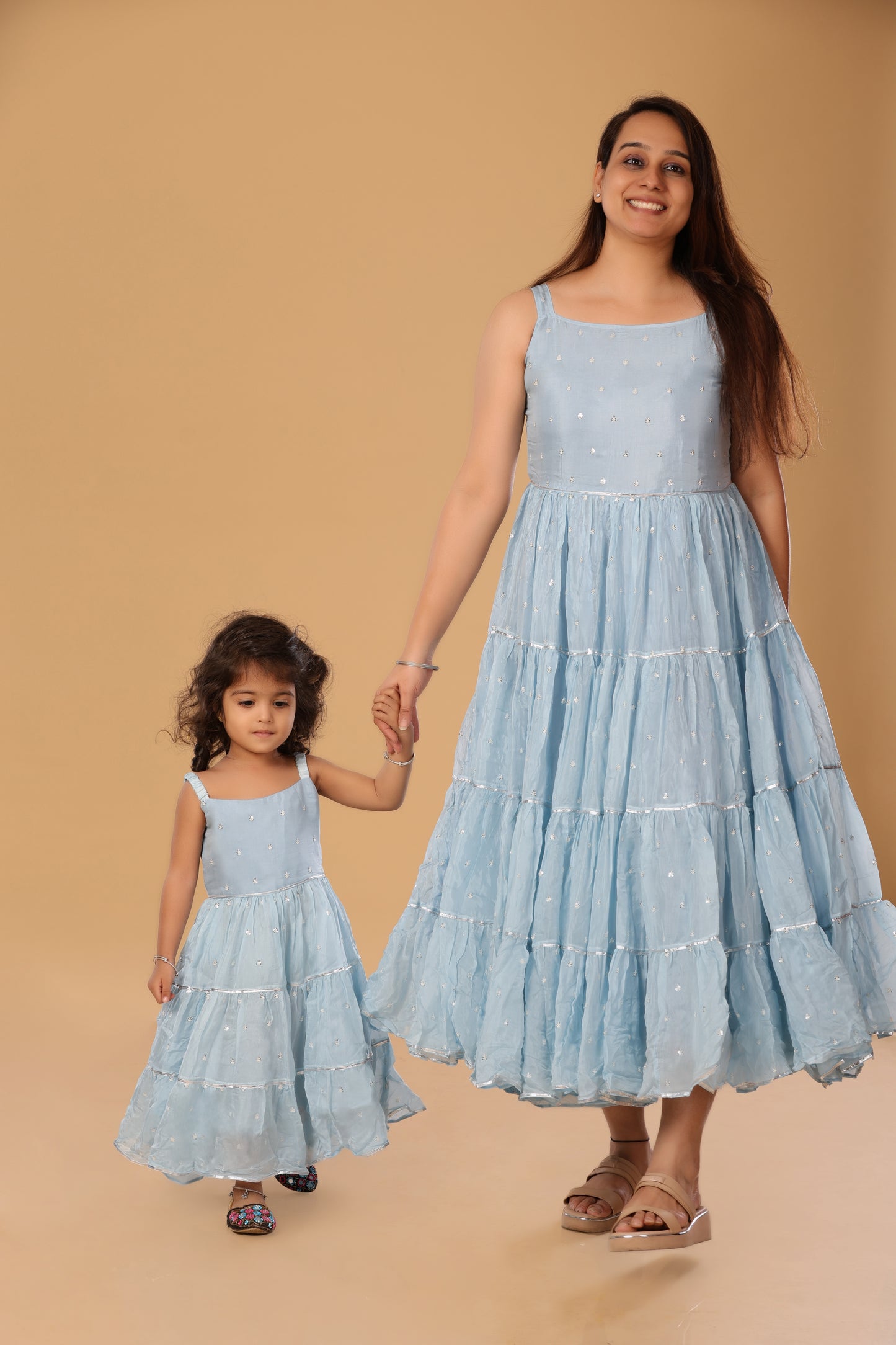 Mother Daughter Flowy Spaghetti Dress - Powder Blue