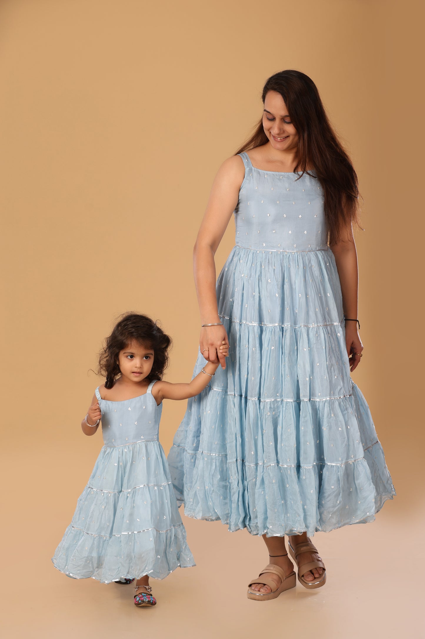 Mother Daughter Flowy Spaghetti Dress - Powder Blue
