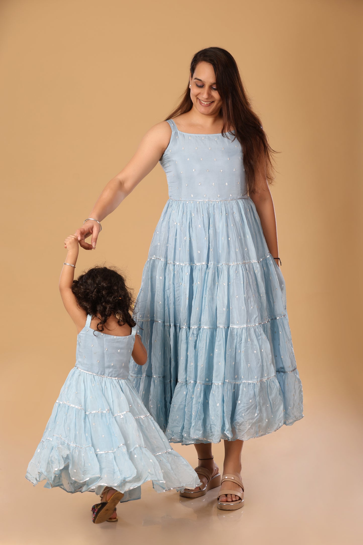 Mother Daughter Flowy Spaghetti Dress - Powder Blue
