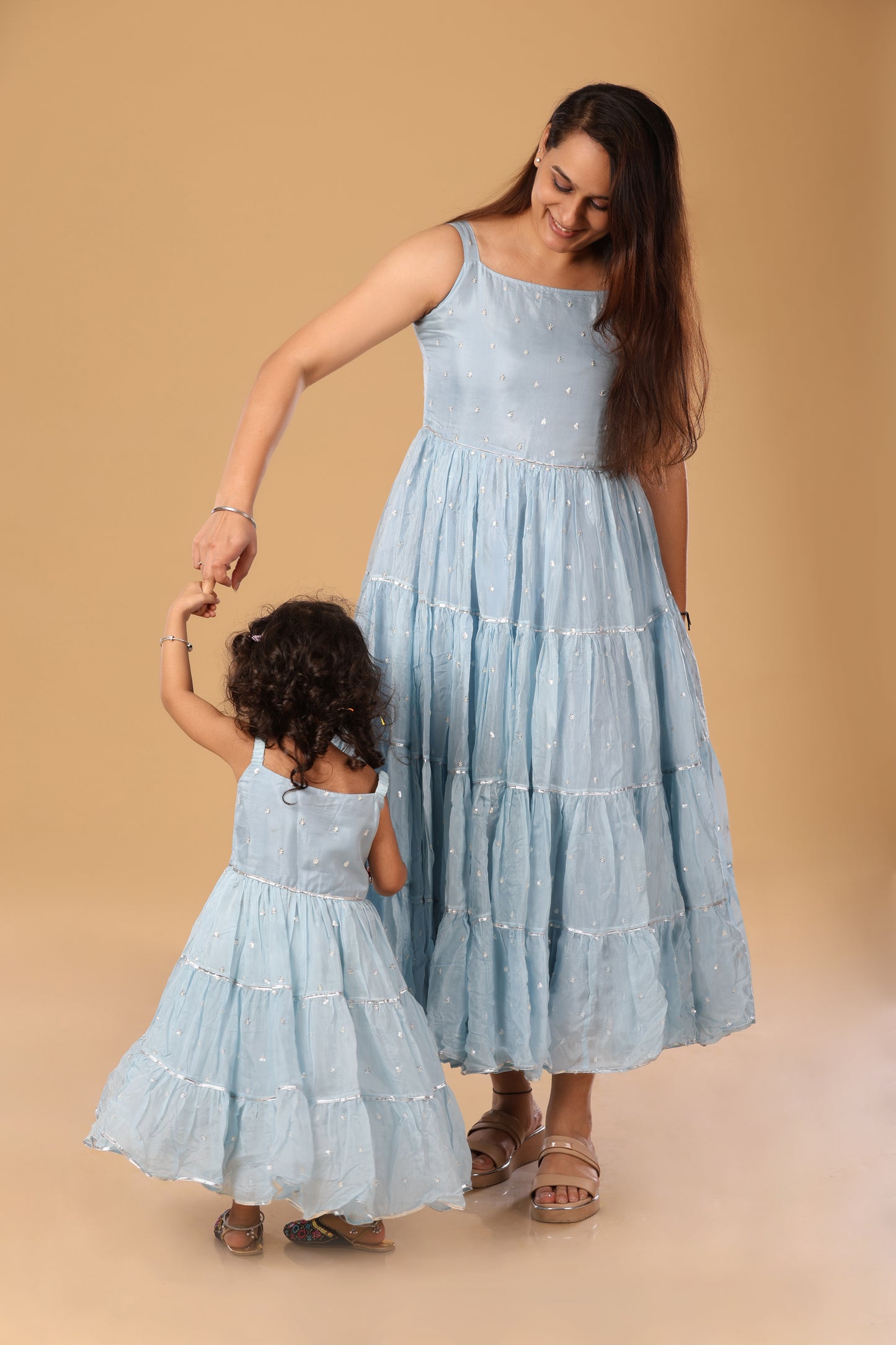 Mother Daughter Flowy Spaghetti Dress - Powder Blue