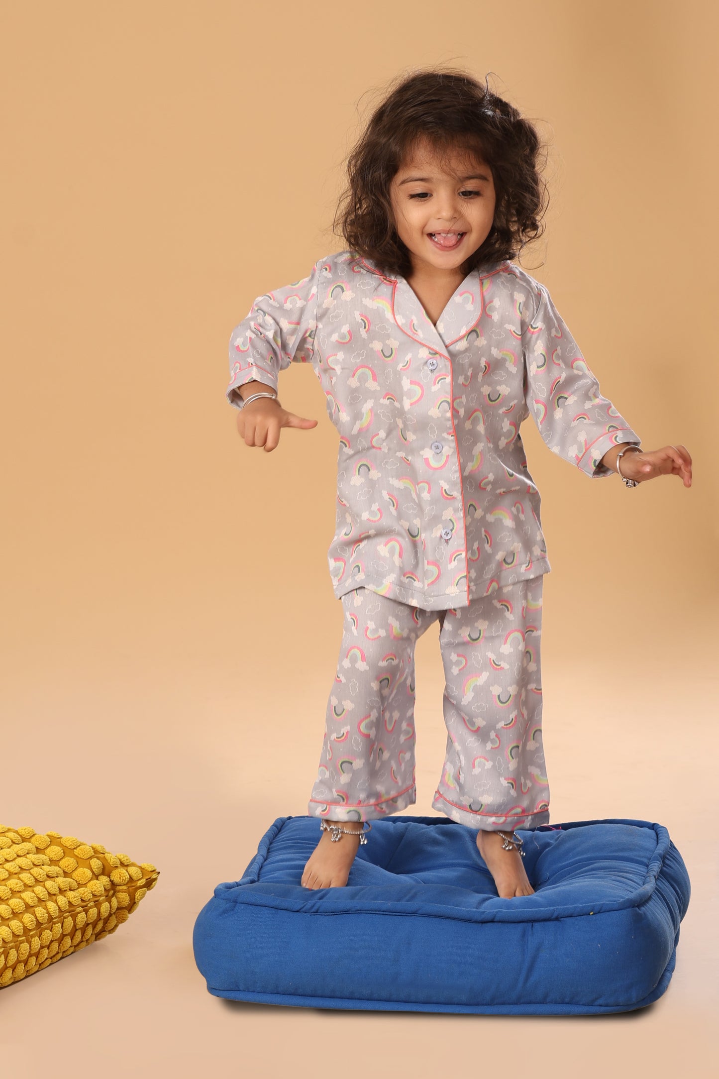 Grey Rainbow Print Night wear