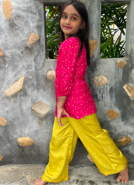 Fouschia Silk Off Shoulder Pant Set