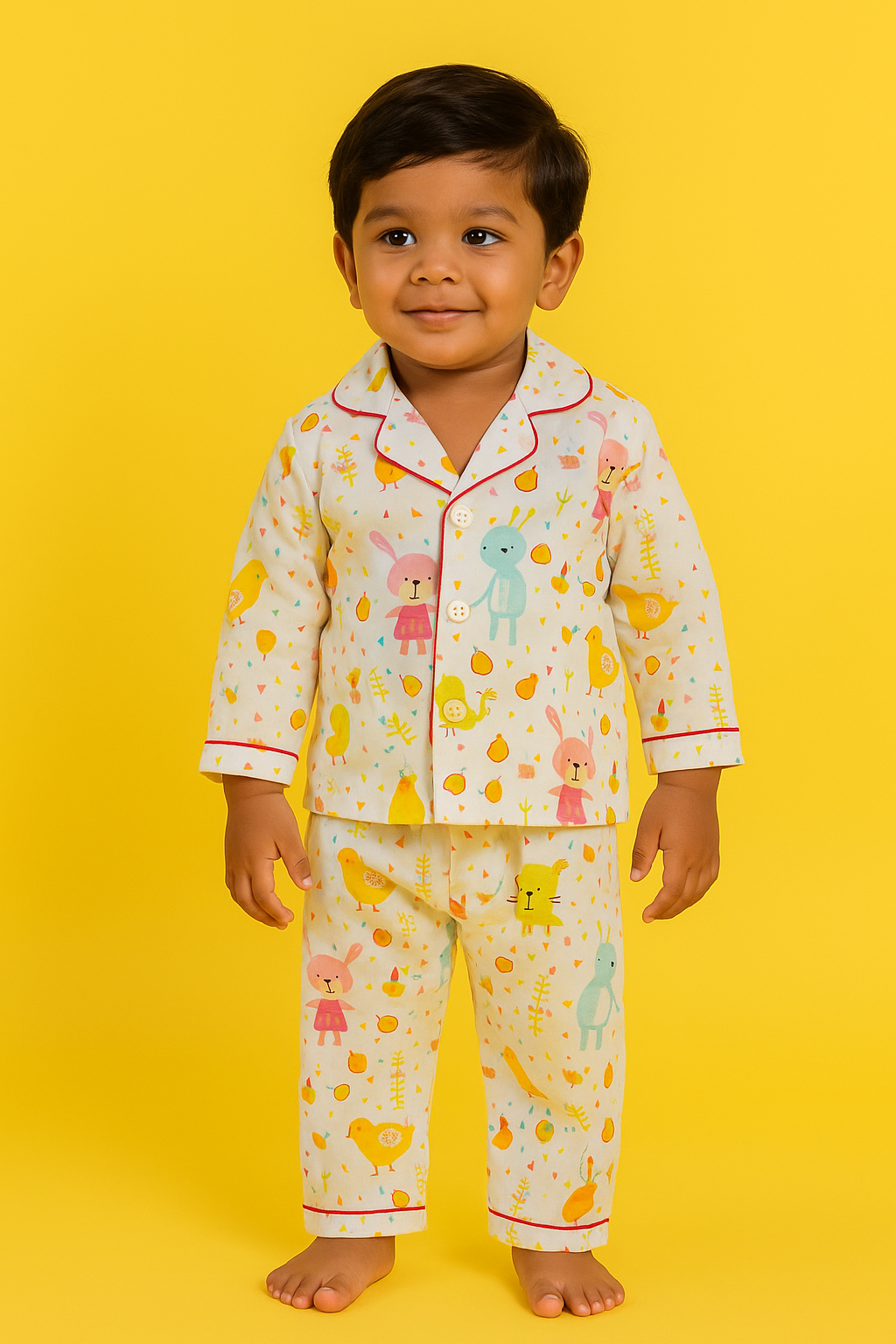 White Little Animal Print Nigthwear