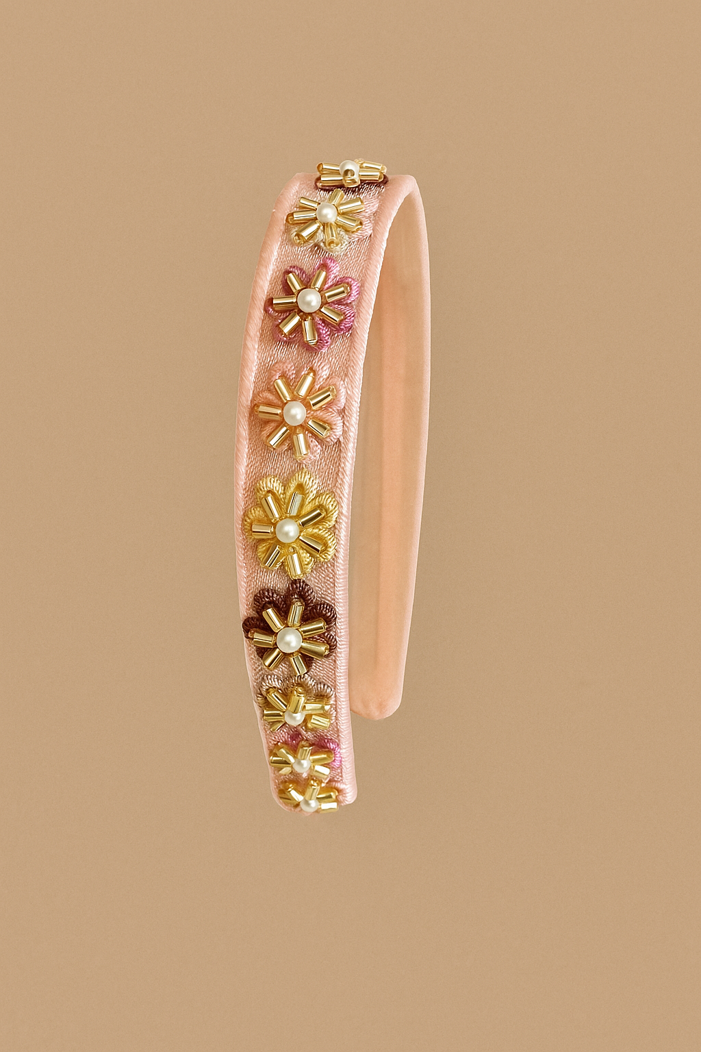 PEACH FLOWER HANDWORK HEADBAND