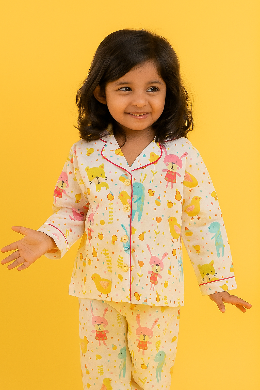 White Little Animal Print Nigthwear