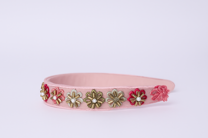 BABY PINK FLOWER HANDWORK HEADBAND