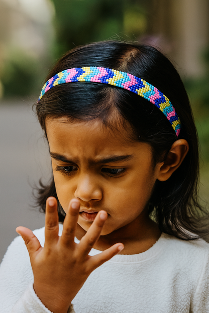 ZIG ZAG GREEN EMBELLISHED HEADBAND