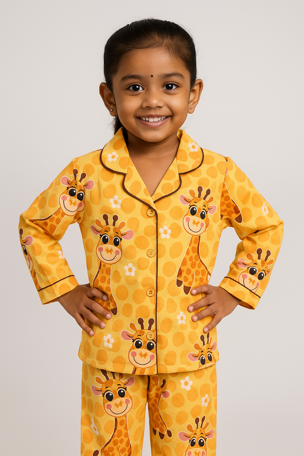 Yellow Giraffe Print Nigthwear