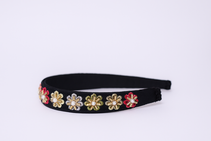 BLACK FLOWER HANDWORK HEADBAND