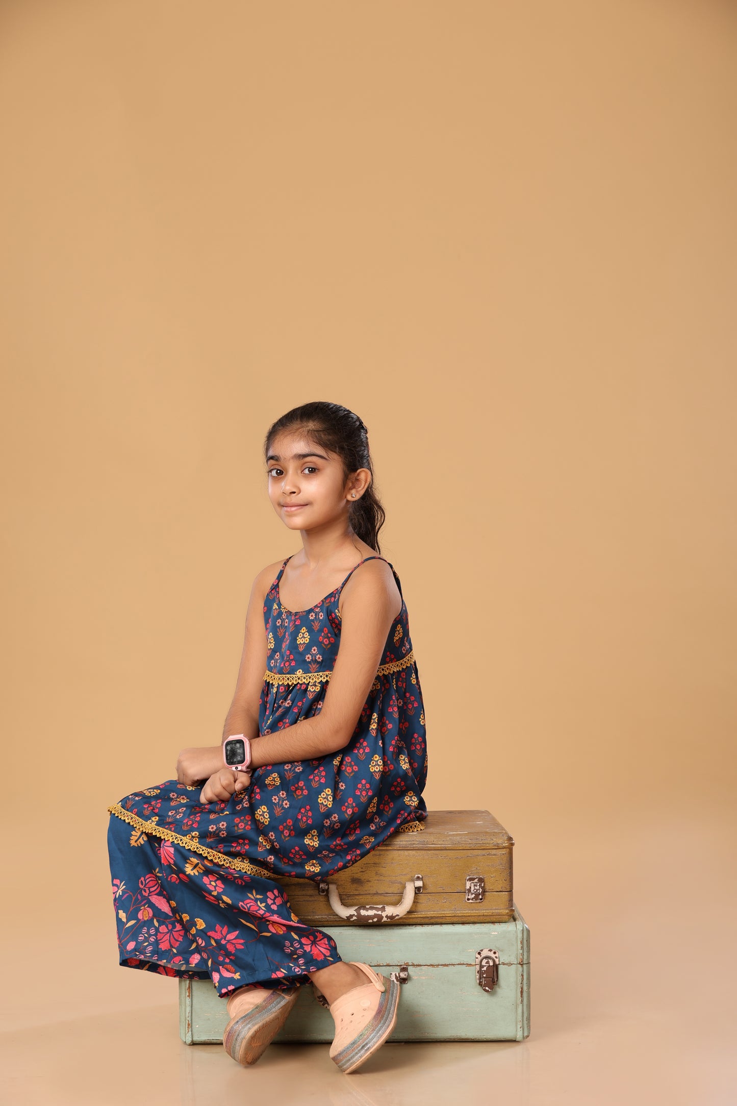 Printed Floral Laced Spaghetti Set