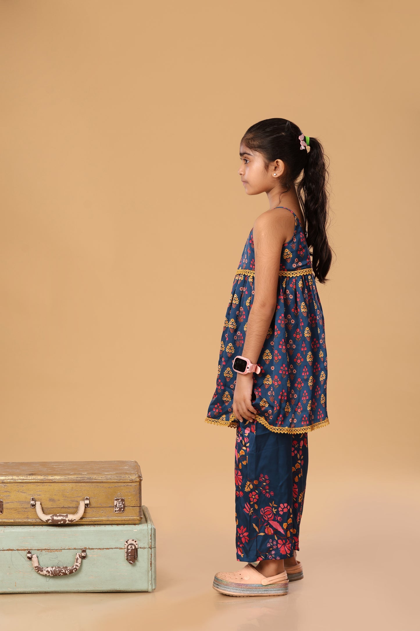 Printed Floral Laced Spaghetti Set