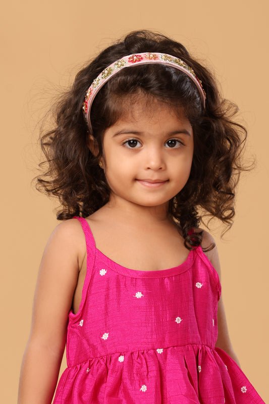 PEACH FLOWER HANDWORK HEADBAND