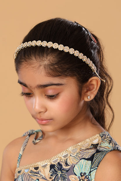 TRADITIONAL FLORAL GOLD PLEATED HEADBAND