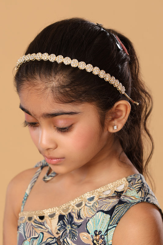 TRADITIONAL FLORAL GOLD PLEATED HEADBAND