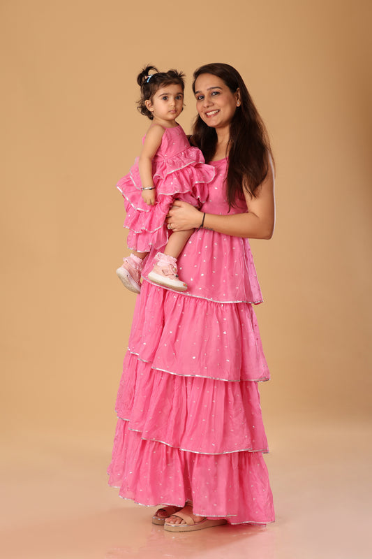 Mother Daughter Flowy Spaghetti Dress - Baby Pink