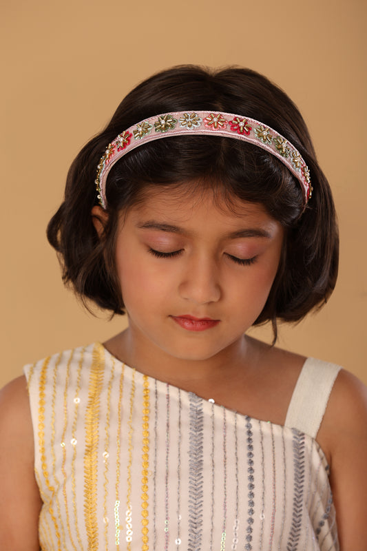 BABY PINK FLOWER HANDWORK HEADBAND