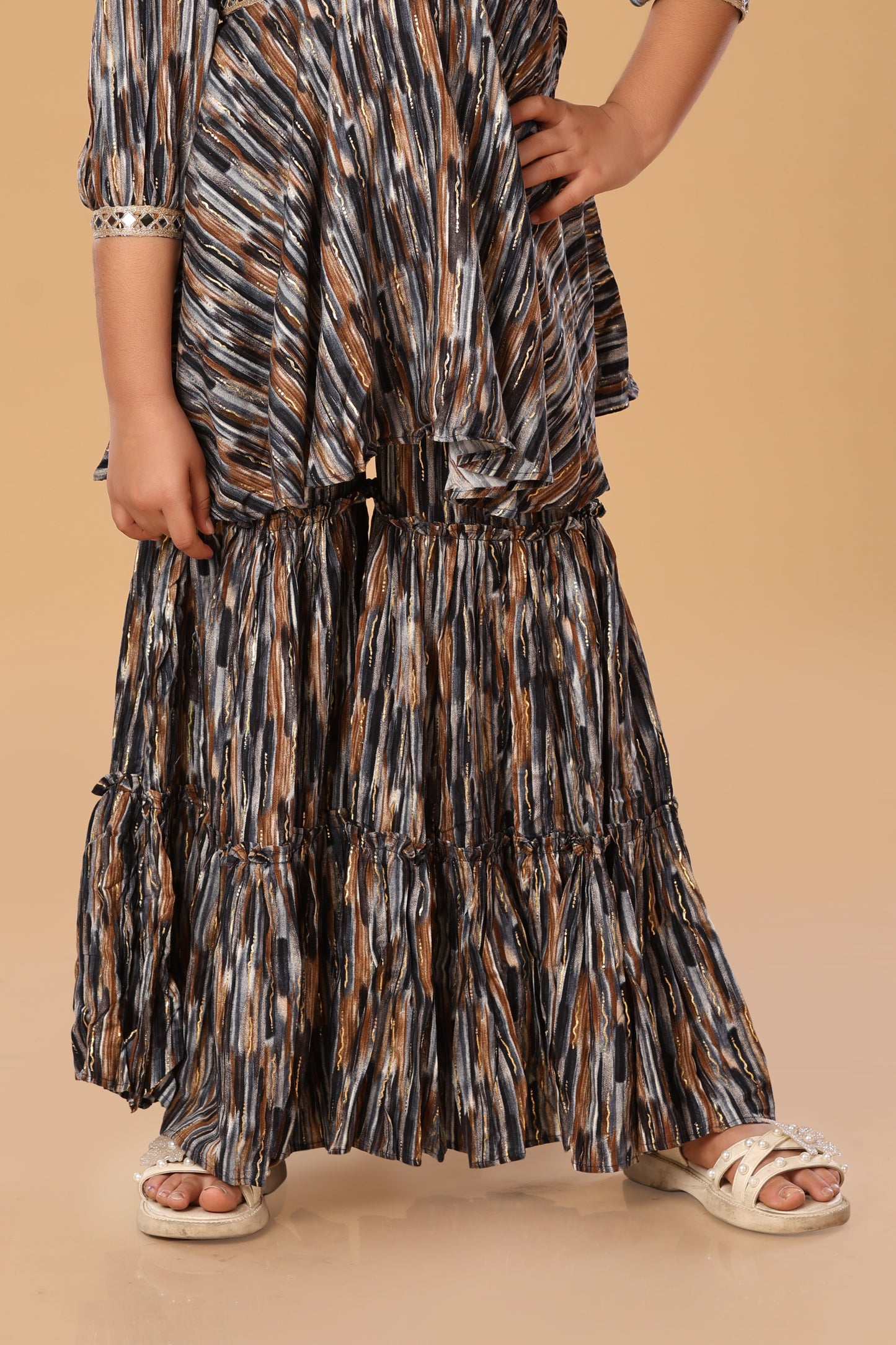 Printed Boat Neck Sharara Set