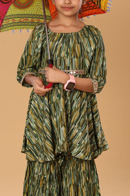 Printed Boat Neck Sharara Set