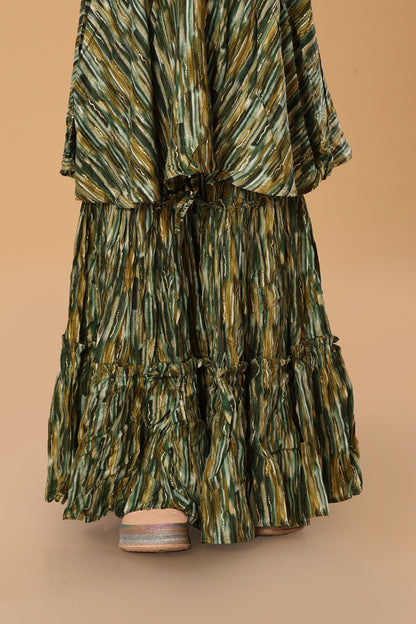 Printed Boat Neck Sharara Set