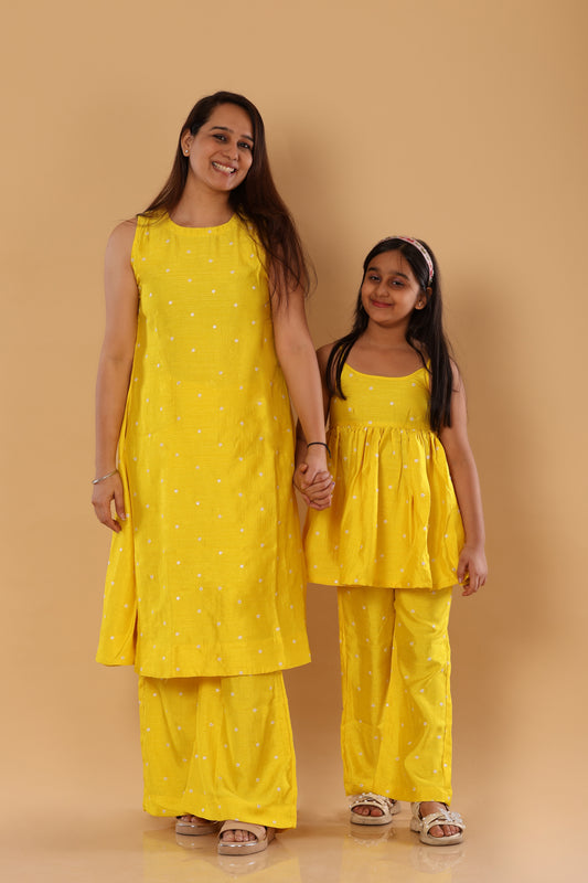 Mother Daughter Duo Set/ Spaghetti Set - Yellow