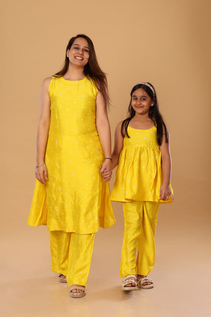 Mother Daughter Duo Set/ Spaghetti Set - Yellow