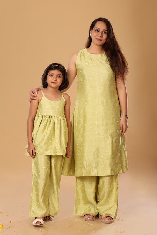 Mother Daughter Duo Set/ Spaghetti Set - Lime Green