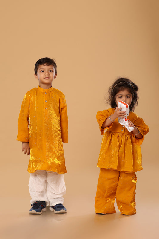 Puff Sleevee Twinning Set - Girl - Mustard