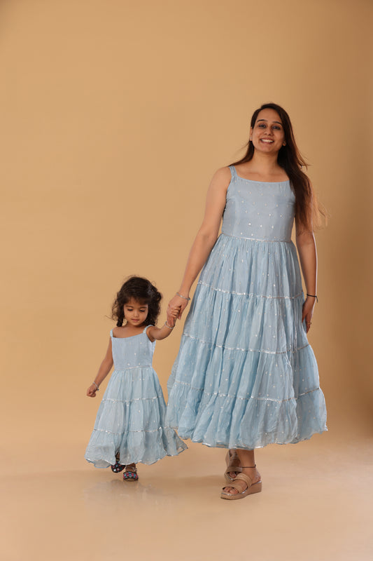 Mother Daughter Flowy Spaghetti Dress - Powder Blue