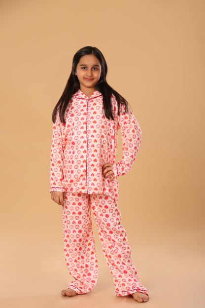 Pink Heartshaped Print Nigthwear