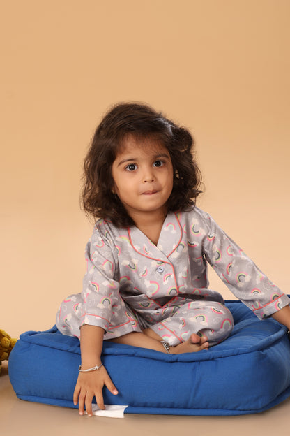Grey Rainbow Print Night wear