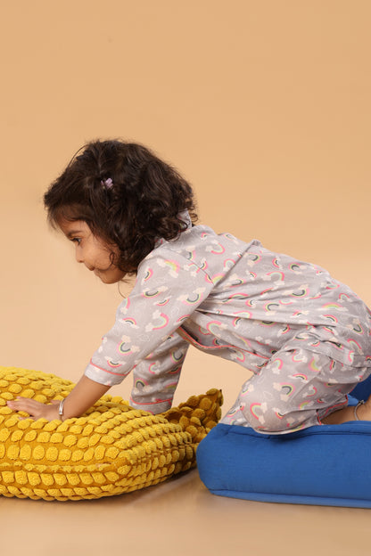 Grey Rainbow Print Night wear