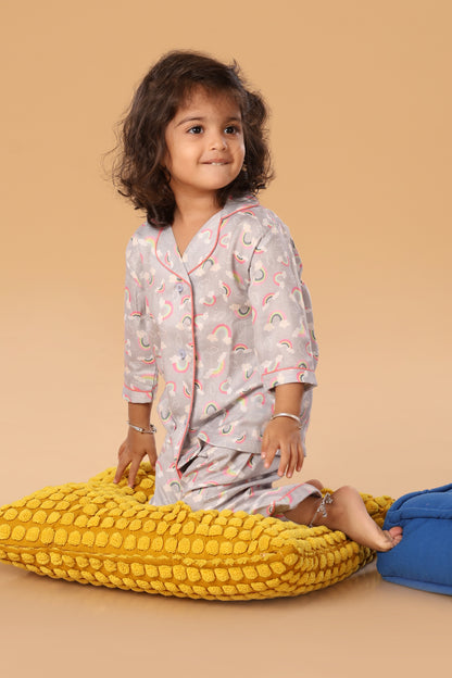 Grey Rainbow Print Night wear