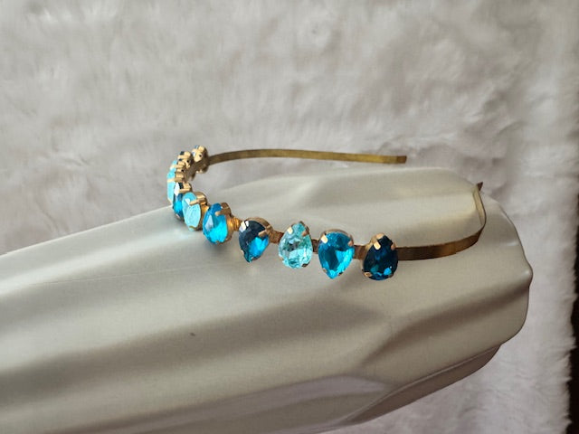 SWAROVSKI CRYSTAL BLUE COLOURED HEADBAND