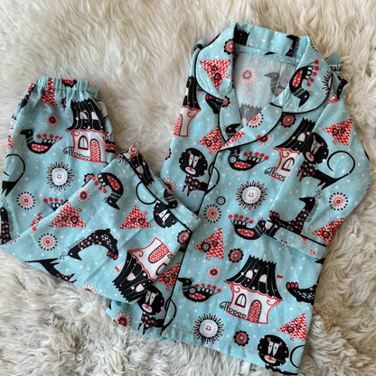 Blue Houseshaped Print Nigthwear