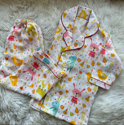 White Little Animal Print Nigthwear