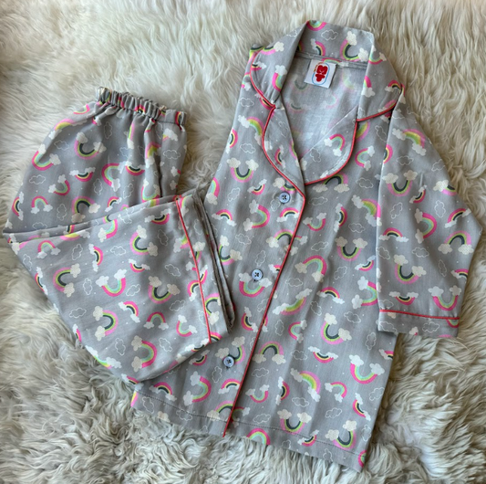 Grey Rainbow Print Night wear